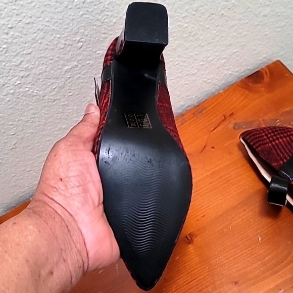 ALLEGRA K WOMEN'S BLOCK HEELS WONDERFUL HOLIDAY PLAID MARY JANE SHOES SZ 8 - Picture 8 of 9